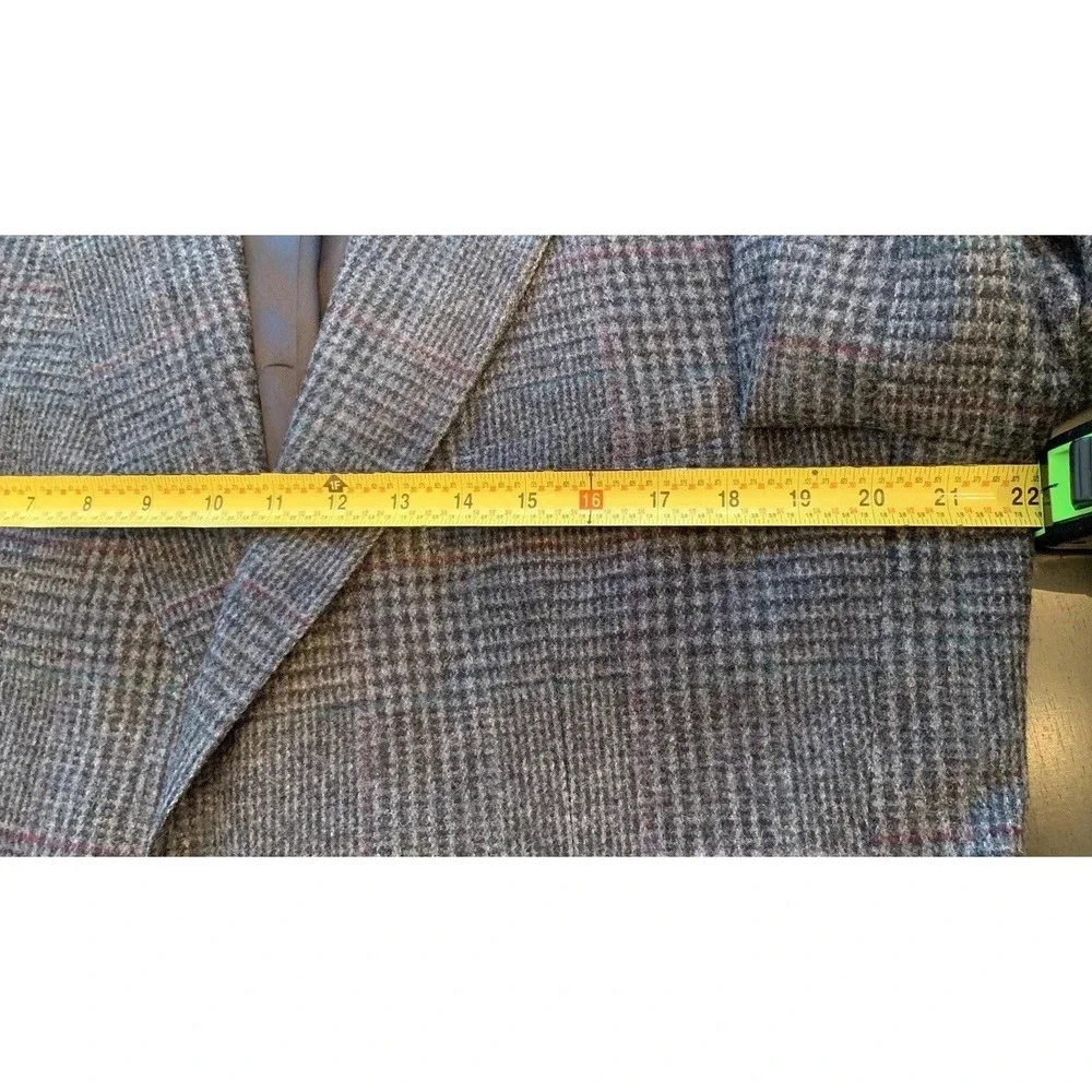 Wool Sport Coat 44 Glen Plaid Gray John Alexander Sleeve 25